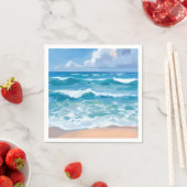 青い海洋の波 | 海の水彩画  スタンダードカクテルナプキン (インサイチュ)