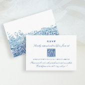 青い海結婚波のオンラインRSVP QRコード エンクロージャーカード