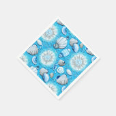 青い海貝の模様 スタンダードカクテルナプキン (角)