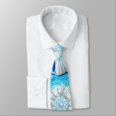 青い海貝の模様 ネクタイ (タイ)