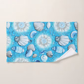 青い海貝の模様 バスタオルセット (ハンドタオル)