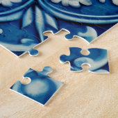 青い海軍のモザイクタイル。抽象芸術花柄 ジグソーパズル (側面)