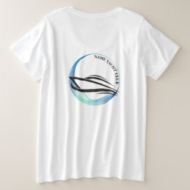 青い海軍錨のヨットクラブのボートマリーナの名前 プラスサイズTシャツ