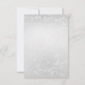 青い海軍 銀灰色のレースのウェディング フラワーズ 招待状 (裏面)