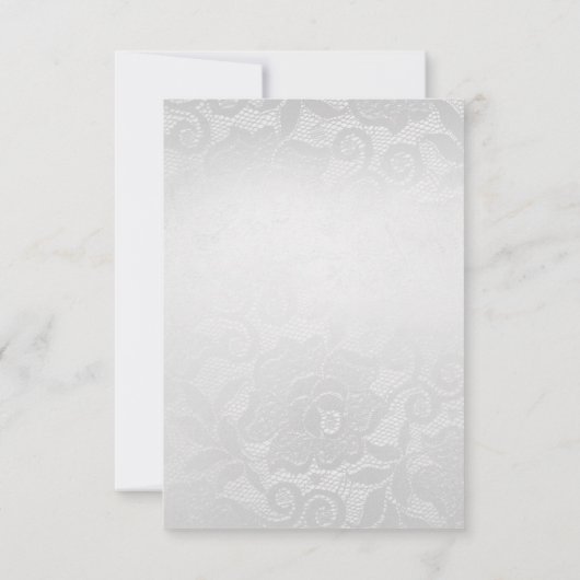 青い海軍 銀灰色のレースのウェディング フラワーズ 招待状 (裏面)