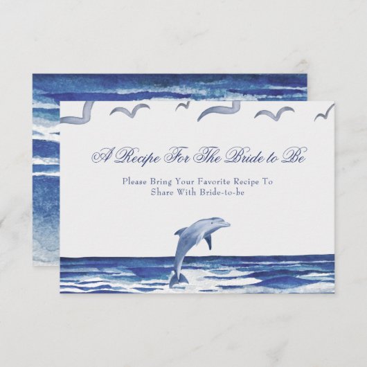 青い海辺の海岸料理 新婦のためのレシピ エンクロージャーカード (正面/裏面)