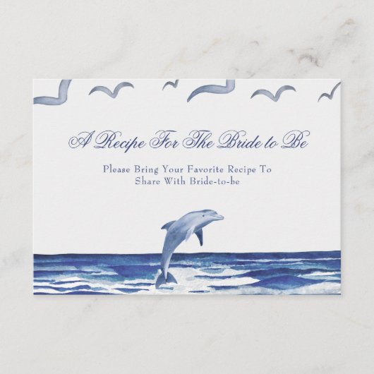 青い海辺の海岸料理 新婦のためのレシピ エンクロージャーカード (正面)