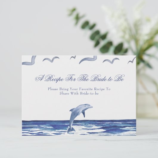 青い海辺の海岸料理 新婦のためのレシピ エンクロージャーカード (スタンド正面)