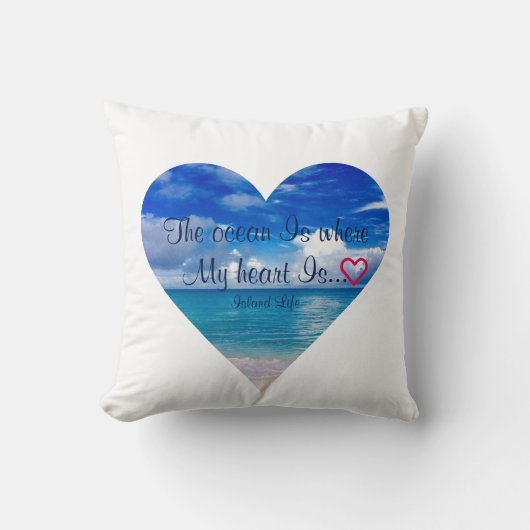 青い海|のハート|の装飾用クッション クッション (正面)
