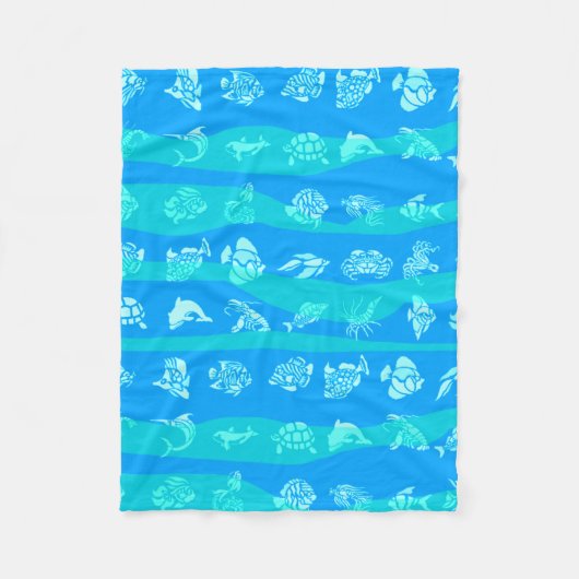 青い海 フリースブランケット (正面)