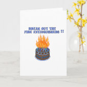 青い消火器のお誕生日ケーキ カード (黄色い花)