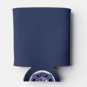 青い消防士のバッジのロパーソナライズされたゴ 缶クーラー (裏面)