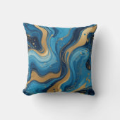 青い液体とドロップと黄金のグリッター クッション (正面)