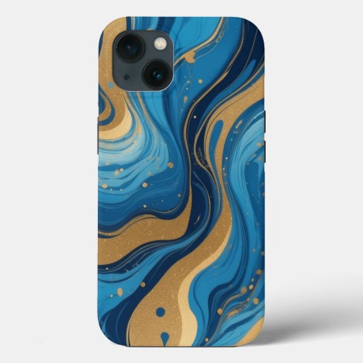 青い液体とドロップと黄金のグリッター Case-Mate iPhoneケース (裏面)