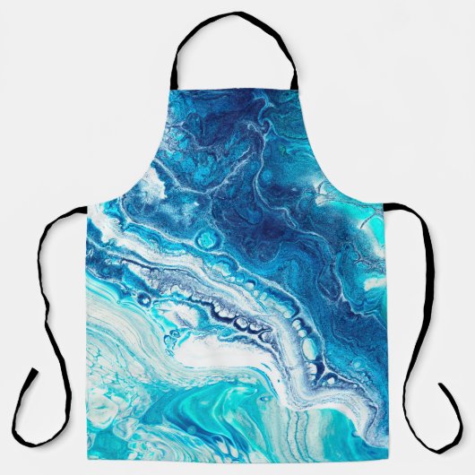 青い液体大理石テクスチャ エプロン (正面)