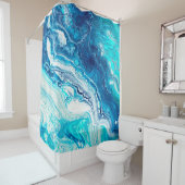 青い液体大理石テクスチャ シャワーカーテン (インサイチュ)