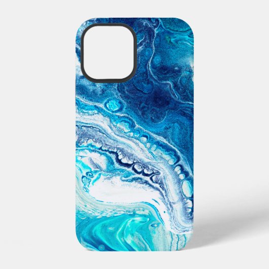 青い液体大理石テクスチャ iPhoneケース (裏面)