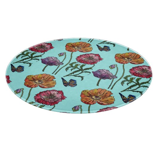 青い淡い色のみすぼらしいケシのデコフローラケシの芸術 カッティングボード (角)