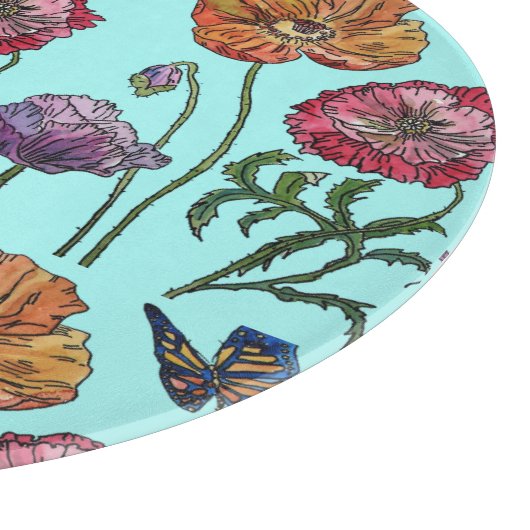 青い淡い色のみすぼらしいケシのデコフローラケシの芸術 カッティングボード (角)