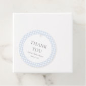 青い淡い色のギンガム少年の赤ちゃんシャワー フェイバータグ (インサイチュ)