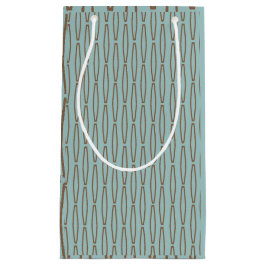 青い淡い色の幾何反復 スモールペーパーバッグ