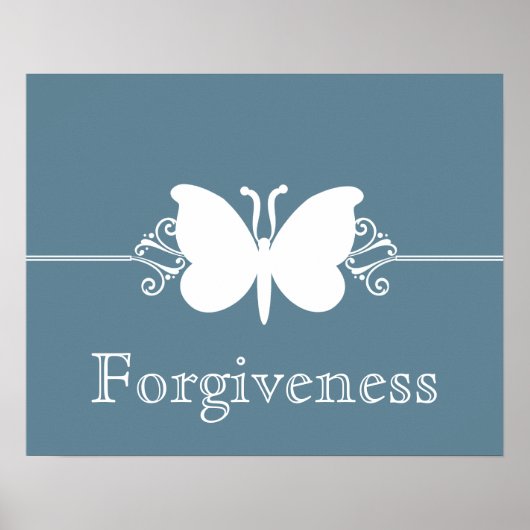 青い淡い色の蝶の渦巻き美徳のポスター ポスター (正面)