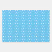 青い淡白のストライプとドット ラッピングペーパーシート (正面2)