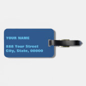 青い渦のモノグラムのパーソナライズな荷物のラベル ラゲッジタグ (裏面横)