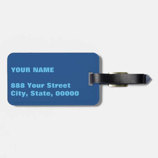 青い渦のモノグラムのパーソナライズな荷物のラベル ラゲッジタグ (裏面横)
