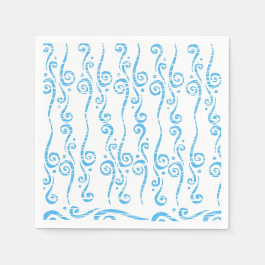 青い渦巻きナプキン スタンダードカクテルナプキン (正面)