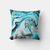 青い渦巻き大理石 クッション (正面)