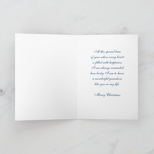 青い渦巻き孫メリークリスマスカード シーズンカード (内部)