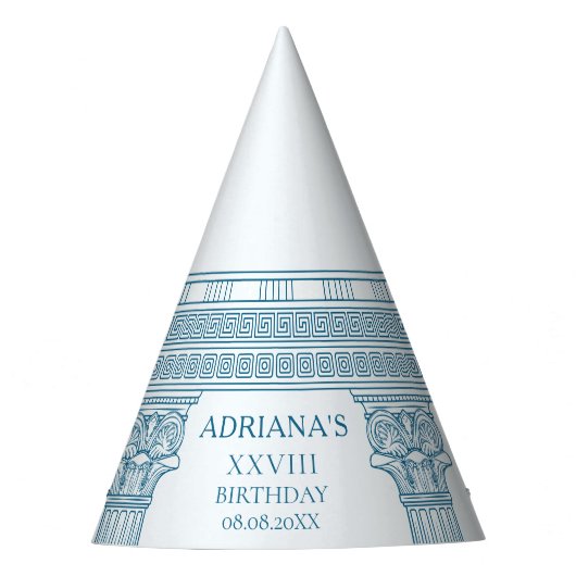 青い渦巻き模様と柱のトガパーティー パーティーハット (正面)