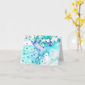 青い渦巻き水玉模様notecard カード (黄色い花)