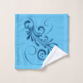 青い渦巻き白と青のストライプバスタオルのセット バスタオルセット (ウォッシュタオル)