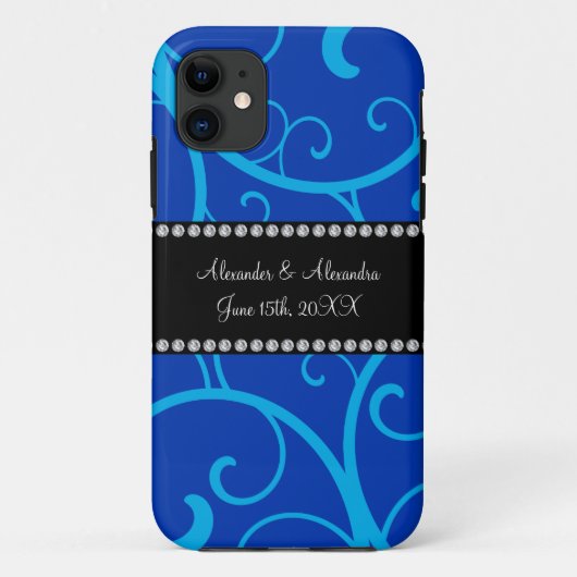 青い渦巻き結婚式の引き出物 Case-Mate iPhoneケース (裏面)