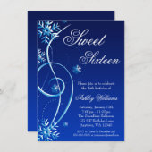 青い渦巻の冬の不思議の国の菓子16 招待状 (正面/裏面)