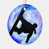 青い渦巻の吹雪 セラミックオーナメント (左)