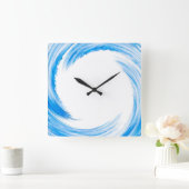 青い渦巻の抽象美術 スクエア壁時計 (ホーム)