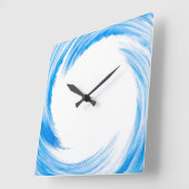青い渦巻の抽象美術 スクエア壁時計 (傾斜)