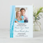 青い渦巻の結婚式招待状(縦) 招待状 (スタンド正面)