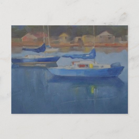 青い港の帆船 ポストカード (正面)