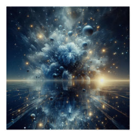 青い湖で純粋に清潔な水が爆発すること ポスター