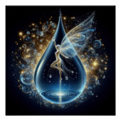 青い湖の上に純粋で清潔な水の滴の中の妖精 ポスター (正面)