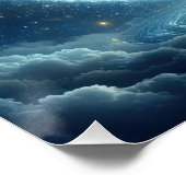 青い湖の上のきれいな水の泡の中の水の担い手 ポスター (コーナー)