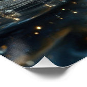 青い湖の上の純粋でクリーンな水の泡のパターン ポスター (コーナー)