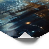 青い湖の上の純粋で清潔な水の一滴 ポスター (コーナー)