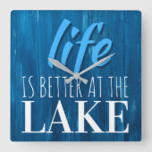 青い湖の木の方が命航海のだ スクエア壁時計 (正面)