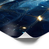 青い湖の純水に蓮のヨガの位置 ポスター (コーナー)