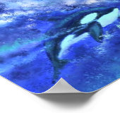 青い満月のポスター絵画のシャチ ポスター (角)